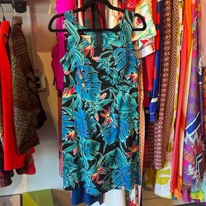 Vintage Hilo Hatti The Hawaiian Original Tropical Leaf Print Sleeveless Dress